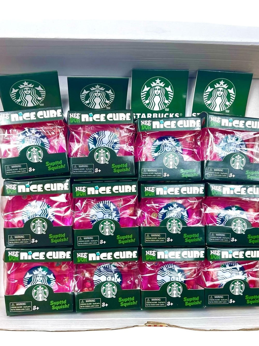 Starbucks Inspired Pink & Green Ice Cube Squishi